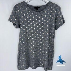 1161 J. Crew Metallic Stars T-Shirt - Size S - Heather Grey